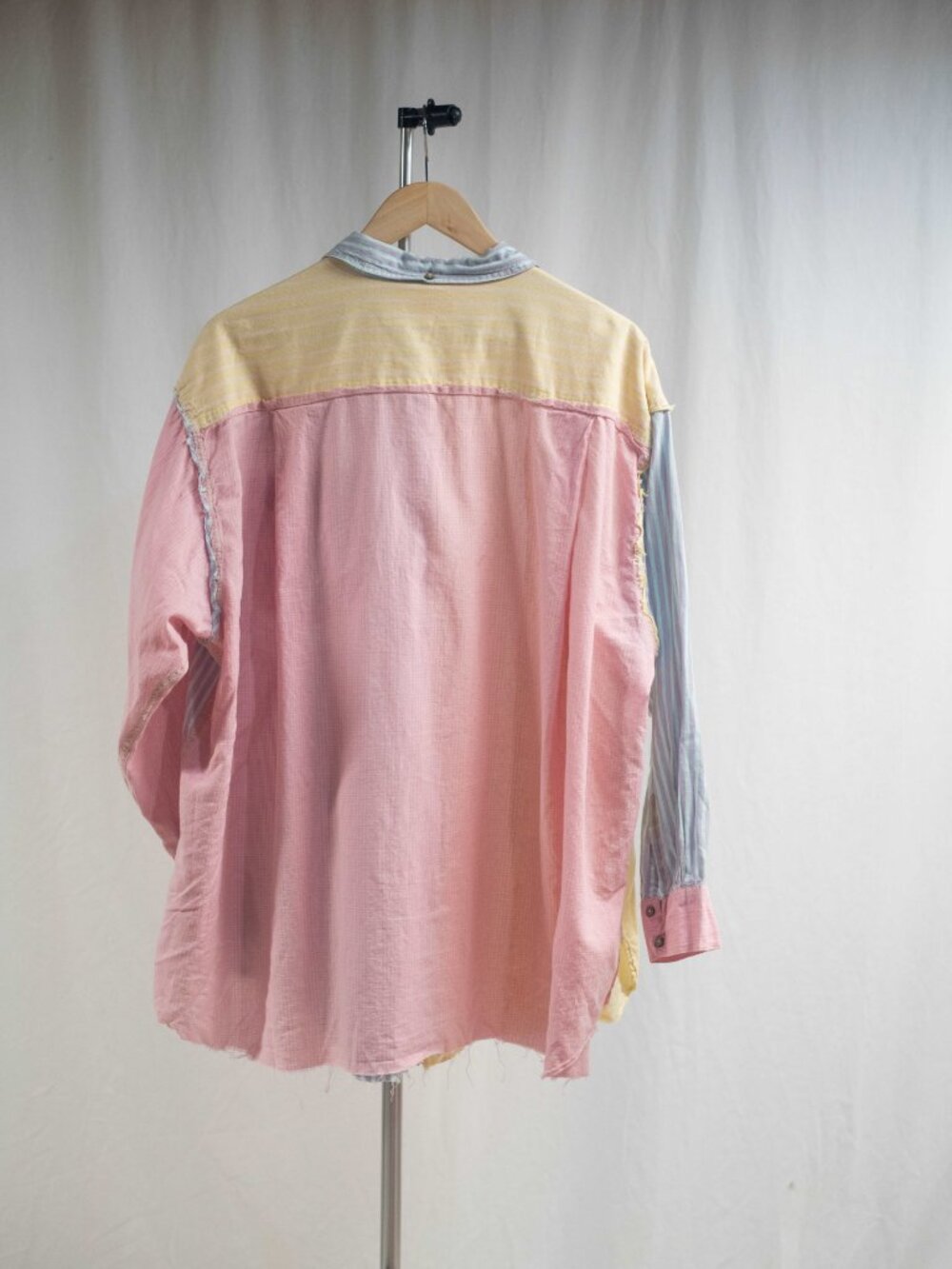 Free People Rags to Riches Pink Blue Striped Oversized Button Down - Picture 3 of 8
